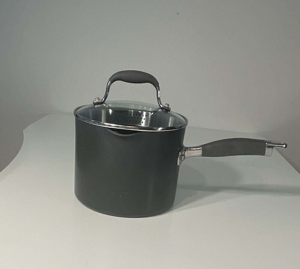 Anolon Advanced Hard Anodized Nonstick Straining Saucepan w/ Lid, 3.3 Quart